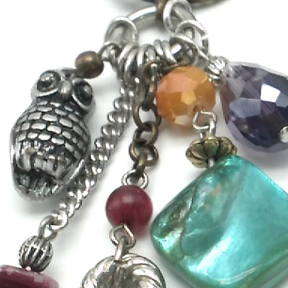 M&S Long Boho Charm Necklace Mixed Metals Colorful Beads Nature-Inspired Dangles - Picture 5 of 16